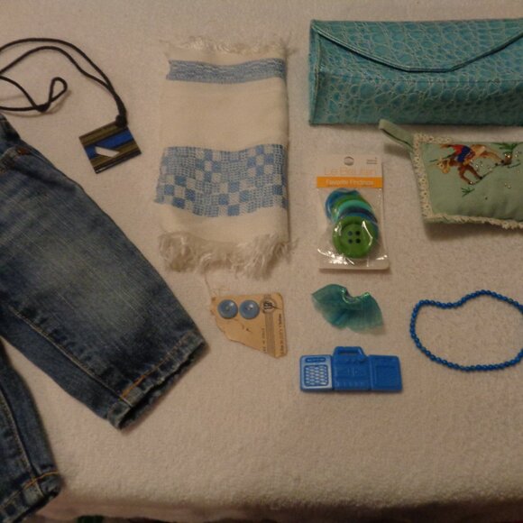 BABY BLUE JEANS BUTTON KITCHEN ORGANIZER MEXICAN PIN CUSH ANKLE BR NECK ETC. LOT - Picture 2 of 14